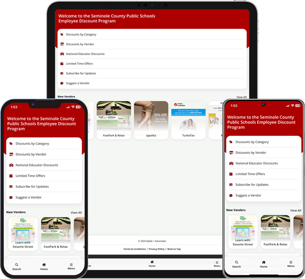 Seminole County Public Schools Employee Discount Program Mobile App Screenshots
